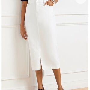 Talbot's White Denim Midi Skirt Size 2